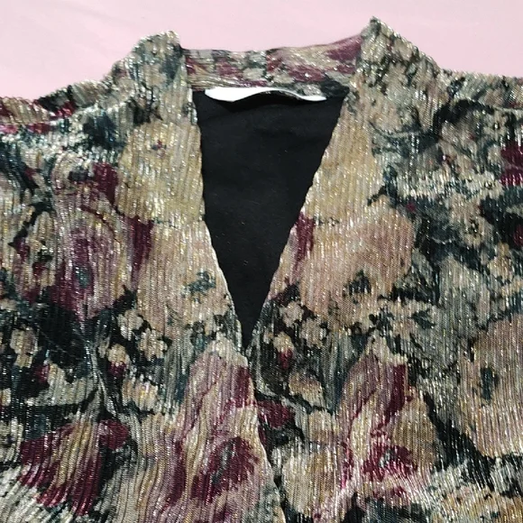 LC Lauren Conrad Floral Print Bodysuit - Black and Purple - Picture 5 of 5
